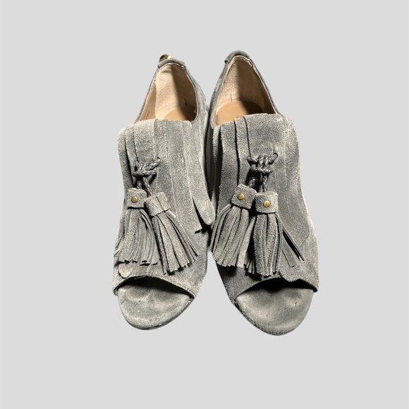 Anyi Lu gray suede sedge peep toe  bootie shoe - Picture 2 of 15